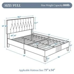Yaheetech Upholstered Bed Frame With Button-Tufted Headboard -Furniture Hotsale Shop GUEST d530c7d0 5639 4fe2 bd22 59fd3179c2f1