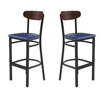 Flash Furniture Wright Set Of 2 Commercial Grade Barstools With 500 LB. Capacity Steel Frame, Solid Wood Seat, And Boomerang Back 15 Flash Furniture Wright Set Of 2 Commercial Grade Barstools With 500 LB. Capacity Steel Frame, Solid Wood Seat, And Boomerang Back - Image 13