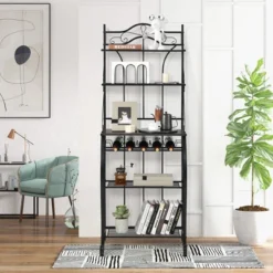 Costway 5-Tier Metal Kitchen Bakers Rack Microwave Storage Rack Oven Stand With Wine Organizer 16 Costway 5-Tier Metal Kitchen Bakers Rack Microwave Storage Rack Oven Stand With Wine Organizer -Furniture Hotsale Shop GUEST d5817f16 ff85 43c3 ab17 cc5f789a08cd