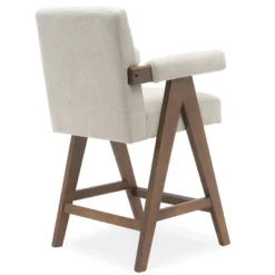 Set Of 3 Morgan 25.5" Height Upholstered Seat And Back Counter Stools With Upside Down "V" Shape Design Solid Wood Legs-The Pop Maison -Furniture Hotsale Shop GUEST d8570e42 059f 491e 94b4 c5feb556039e
