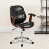 Flash Furniture Tansia Mid-Back Black LeatherSoft Executive Ergonomic Wood Swivel Office Chair With Arms -Furniture Hotsale Shop GUEST d94bb76c 46e9 4217 a70f 5c7edfbce981
