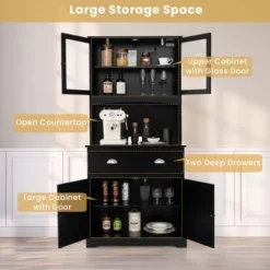 Costway 67'' Storage Cabinet Closet Kitchen Pantry Cupboard With Adjustable Shelves Black/White -Furniture Hotsale Shop GUEST da06a183 42cb 4fee 841e f0795bc37635