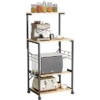 Bestier 4 Tier Shelves Portable Utility Kitchen Storage Baker's Rack Organizer Cart Stand With Adjustable Wheels And Side Hooks, 49 Inch, Oak -Furniture Hotsale Shop GUEST da34bfd0 b2b2 4348 aa73 a99af50341ec