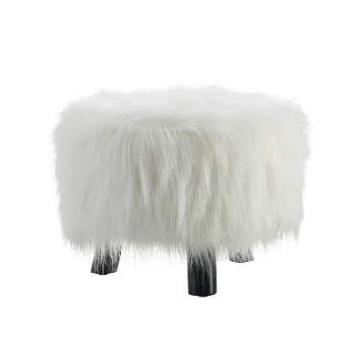 Faux Fur Foot Stool - Linon 10 Faux Fur Foot Stool - Linon - Image 8