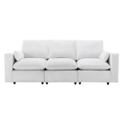3 Seat Sofa With Removable Cushions And 2 Pillows, Teddy Fabric Upholstered Couch-ModernLuxe -Furniture Hotsale Shop GUEST db0fa5d9 ac09 4ff9 b32c 87c7484d74bd