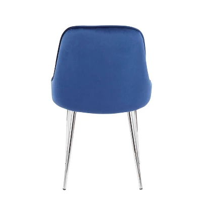 Set Of 2 Marcel Contemporary Dining Chair Chrome/Blue Velvet - LumiSource 6 Set Of 2 Marcel Contemporary Dining Chair Chrome/Blue Velvet - LumiSource - Image 4
