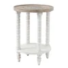 LuxenHome White And Natural Wood Round Accent Side Table With Storage. -Furniture Hotsale Shop GUEST dc341e26 410a 4844 961f 5d862158c956
