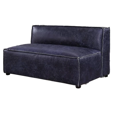 52" Birdie Sofa With Top Grain Leather Vintage Blue - Acme Furniture 4 52" Birdie Sofa With Top Grain Leather Vintage Blue - Acme Furniture - Image 2