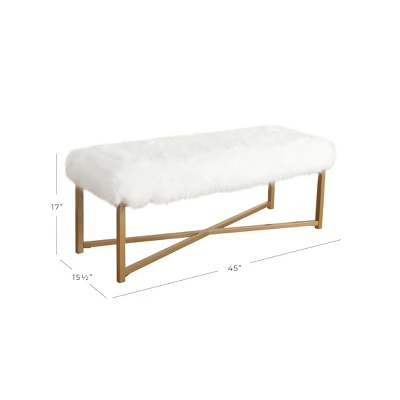 Faux Fur Rectangle Bench White - HomePop 8 Faux Fur Rectangle Bench White - HomePop - Image 6