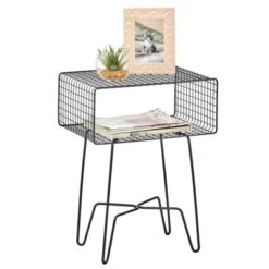 MDesign Modern Farmhouse Home Decor End Table, Wire Grid Storage Shelf -Furniture Hotsale Shop GUEST e0964327 4435 4f67 98b2 381730ade2a2