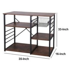 Wood And Metal Bakers Rack With 4 Shelves And Wire Basket Brown/Black - Benzara 17 Wood And Metal Bakers Rack With 4 Shelves And Wire Basket Brown/Black - Benzara -Furniture Hotsale Shop GUEST e0a7a30f c733 4d8c b564 69c24696d102