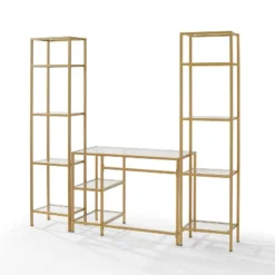 3pc Aimee Desk And Etagere Set Soft Gold - Crosley -Furniture Hotsale Shop GUEST e246d01a af8e 44eb ac6c 6860703fc30c