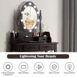 Costway Makeup Vanity Dressing Table Set W/10 Dimmable Bulbs Cushioned Stool -Furniture Hotsale Shop GUEST e2932183 5014 433a ae2a c4fba4198590