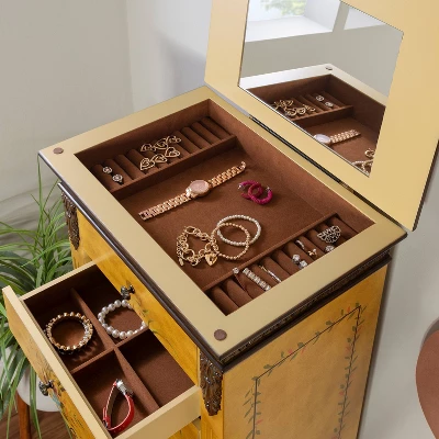 Beatrice Antique Parchment Hand Painted Jewelry Armoire - Powell Company 14 Beatrice Antique Parchment Hand Painted Jewelry Armoire - Powell Company - Image 12