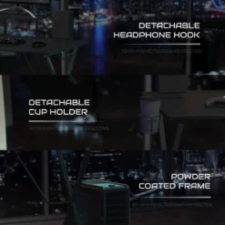 BlackArc Delta Gaming Setup: Reclining Chair With Lumbar Support & Headrest; Desk With Detachable Headphone Hook/Cupholder & Monitor Stand -Furniture Hotsale Shop GUEST e356fe2f 90f1 4a38 b82b 9542e2a916b4