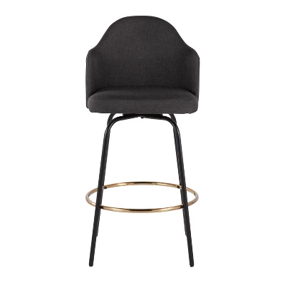 Set Of 2 Ahoy Polyester/Metal Counter Height Barstools Black/Gold/Charcoal - LumiSource 7 Set Of 2 Ahoy Polyester/Metal Counter Height Barstools Black/Gold/Charcoal - LumiSource - Image 5