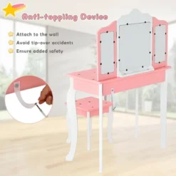 Costway Kids Vanity Princess Makeup Dressing Table Chair Set W/ Tri-folding Mirror -Furniture Hotsale Shop GUEST e487779f 7b66 406d a8e3 8b3796588072