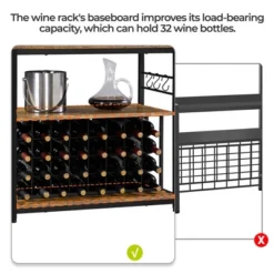 Yaheetech 65" Wine Bakers Rack Freestanding Wine Rack With Glass Holder And Wine Storage, Rustic Brown -Furniture Hotsale Shop GUEST e73e9cf5 1338 4ca6 92a4 e8603f9b464a