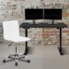 Flash Furniture 48" Wide Black Electric Height Adjustable Standing Desk With Designer Armless White Ribbed Swivel Task Office Chair -Furniture Hotsale Shop GUEST e7e2c556 55ac 4b68 8cb9 02e85bbe756c