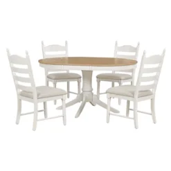 5-Piece Vintage Wood Extendable Dining Table Sets With 4 Upholstered Dining Chairs - ModernLuxe -Furniture Hotsale Shop GUEST e90f3473 ff82 4101 8118 2cc5c81d208d