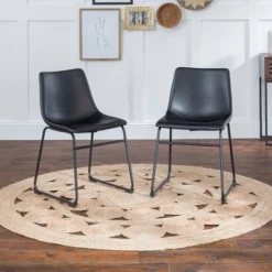 Set Of 2 Laslo Modern Upholstered Faux Leather Dining Chairs - Saracina Home -Furniture Hotsale Shop GUEST e921ecff 5d1c 46bf 8a40 c3330f7f710d