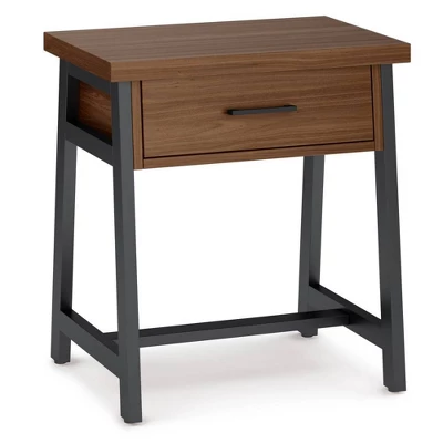 Hawkins Metal/Wood Bedside Nightstand Walnut - WyndenHall 3 Hawkins Metal/Wood Bedside Nightstand Walnut - WyndenHall