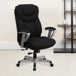 Emma And Oliver 400 Lb. Big & Tall High Back Ergonomic Office Chair, Silver Adjustable Arms