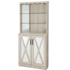 Home Source Grey Wash Corner Bar Cabinet With Mirrored Panels -Furniture Hotsale Shop GUEST ea2cb50d d4d5 4281 8138 1052073d2fad