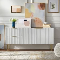 Valen Channel Front Large Buffet White - Lifestorey