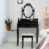 Vanity Table Set Detachable Makeup Table Dressing Desk With Mirror & Cushioned Stool Brown/White/Black -Furniture Hotsale Shop GUEST eb0bd065 caf3 43b1 86c4 114cc51e5b8d