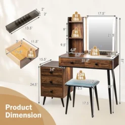 Costway Vanity Set With Dimmable Lighted Mirror 3 Lighting Modes -Furniture Hotsale Shop GUEST eb4315d8 2292 46ad 9767 f39a0296a39c