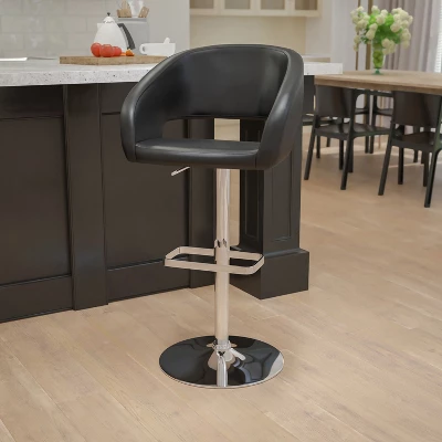 Flash Furniture Contemporary Vinyl Adjustable Height Barstool With Rounded Mid-Back 3 Flash Furniture Contemporary Vinyl Adjustable Height Barstool With Rounded Mid-Back