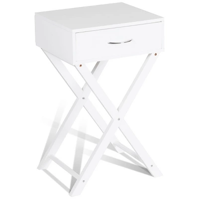 Costway 2 PCS Nightstand X-Shape Drawer Accent Side End Table Modern Home Furniture White 10 Costway 2 PCS Nightstand X-Shape Drawer Accent Side End Table Modern Home Furniture White - Image 8