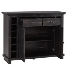 Home Source Bar Cabinet Bookshelf With Glass Doors In Chocolate Finish