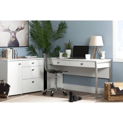 Interface Desk With 2 Drawers Pure White - South Shore 6 Interface Desk With 2 Drawers Pure White - South Shore - Image 4