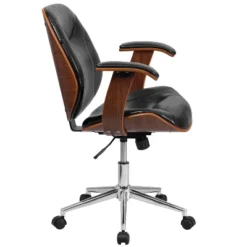 Flash Furniture Tansia Mid-Back Black LeatherSoft Executive Ergonomic Wood Swivel Office Chair With Arms -Furniture Hotsale Shop GUEST ecfecfd7 e997 44cb b989 cd17c3519a93