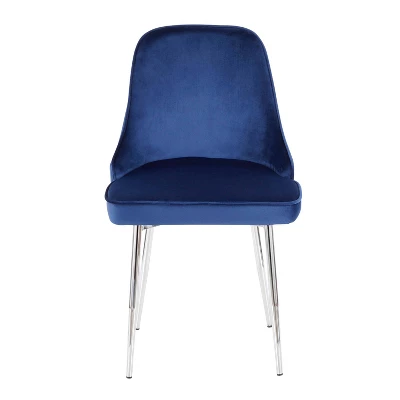 Set Of 2 Marcel Contemporary Dining Chair Chrome/Blue Velvet - LumiSource 7 Set Of 2 Marcel Contemporary Dining Chair Chrome/Blue Velvet - LumiSource - Image 5