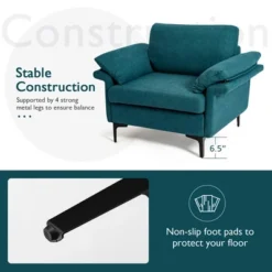 Costway Modern Fabric Accent Armchair Upholstered Single Sofa W/ Metal Legs BlueGrey -Furniture Hotsale Shop GUEST ed33759d a767 4771 ad8a b8a142d05597