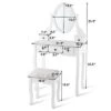Costway Makeup Desk Vanity Dressing Table Oval Stool 5 Storage Drawers