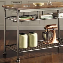 Orleans Kitchen Island Stainless Steel Base With Wood Top Brown - Homestyles -Furniture Hotsale Shop GUEST edf65c65 792a 410f b2c5 a2f8a711ca96