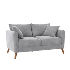 Magnolia 2 Seater Loveseat Sofa With Pillows Pocket Coil Seating Light Gray Velvet - Novogratz -Furniture Hotsale Shop GUEST f00af032 e161 483b bdc9 3476cc295449