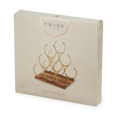 Twine Pyramid 6 Bottle Wood Wine Rack, Holds 6 Standard Wine Bottles, Wood Base, Gold 5 Twine Pyramid 6 Bottle Wood Wine Rack, Holds 6 Standard Wine Bottles, Wood Base, Gold - Image 4
