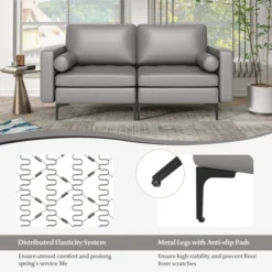 Costway Modern Loveseat 2-Seat Sofa Couch With 2 Bolsters Side Storage Pocket Grey/Red -Furniture Hotsale Shop GUEST f1f9f7ad 15da 44eb 9e8b 45b3c562cec7