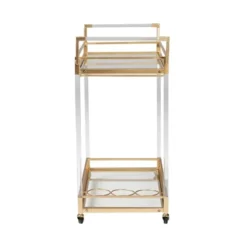 Savannah Metal And Glass Wine Cart Gold/Clear - Baxton Studio -Furniture Hotsale Shop GUEST f2d14161 b13f 4426 a7a1 007e549394b0