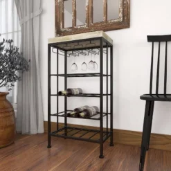 Industrial Metal Rectangle Wine Rack Black - Olivia & May 33 Industrial Metal Rectangle Wine Rack Black - Olivia & May -Furniture Hotsale Shop GUEST f3307fdb eafc 4604 aa96 c0a5cd6c9b72