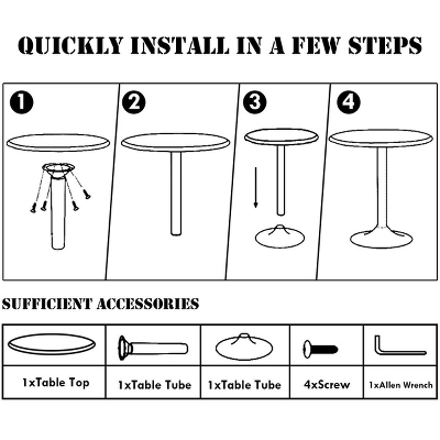 Costway 24" Round Pub Table Bistro Bar Height Cocktail Table W/Metal Base Indoor Black 10 Costway 24" Round Pub Table Bistro Bar Height Cocktail Table W/Metal Base Indoor Black - Image 8