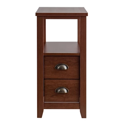 Tangkula 2-Piece Retro Side End Table Rectangular Nightstand With 2 Drawers & Shelf Coffee/Brown 5 Tangkula 2-Piece Retro Side End Table Rectangular Nightstand With 2 Drawers & Shelf Coffee/Brown - Image 3