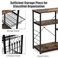 Costway Industrial Kitchen Baker's Rack Microwave Stand Utility Storage Shelf W/ 6 Hooks Steel Black 17 Costway Industrial Kitchen Baker's Rack Microwave Stand Utility Storage Shelf W/ 6 Hooks Steel Black -Furniture Hotsale Shop GUEST f524f6a1 8ccd 4230 a1ce d001015ca25e