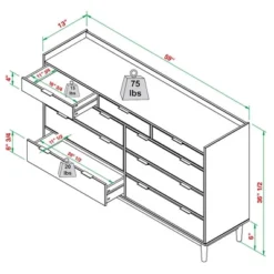 Mid-Century Modern Solid Wood 9 Drawer Horizontal Dresser - Saracina Home -Furniture Hotsale Shop GUEST f5f0f1ab b228 4bb6 8748 20f45ddb371e