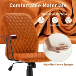Tangkula Velvet Home Office Chair Swivel Adjustable Task Chair W/ Wooden Armrest -Furniture Hotsale Shop GUEST f6da1cfc 0772 4434 a93d 490112242cf6